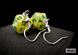 Chessex Hook Earrings Marble Green Mini-Poly d20 Pair