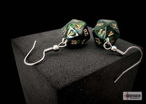 Chessex Hook Earrings Scarab® Jade Mini-Poly d20 Pair