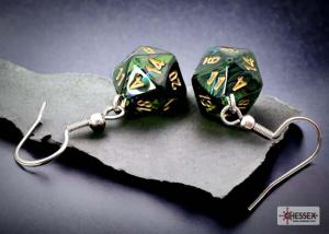 Chessex Hook Earrings Scarab® Jade Mini-Poly d20 Pair