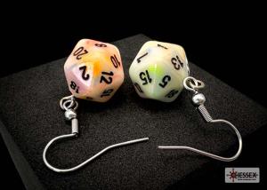 Chessex Hook Earrings Festive® Circus Mini-Poly d20 Pair