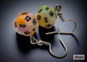 Chessex Hook Earrings Festive® Circus Mini-Poly d20 Pair