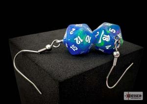 Chessex Hook Earrings Festive® Waterlily Mini-Poly d20 Pair