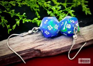Chessex Hook Earrings Festive® Waterlily Mini-Poly d20 Pair