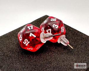 Chessex Stud Earrings Translucent Red Mini-Poly d20 Pair