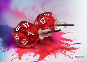 Chessex Stud Earrings Translucent Red Mini-Poly d20 Pair