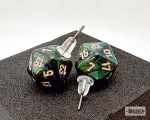 Chessex Stud Earrings Scarab® Jade Mini-Poly d20 Pair