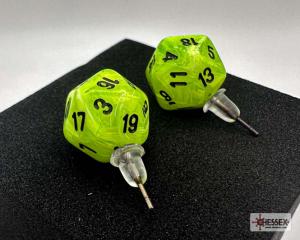Chessex Stud Earrings Vortex® Bright Green Mini-Poly d20 Pair