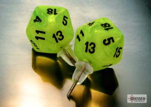 Chessex Stud Earrings Vortex® Bright Green Mini-Poly d20 Pair