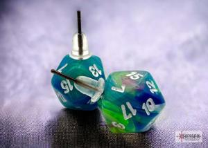 Chessex Stud Earrings Festive® Waterlily Mini-Poly d20 Pair