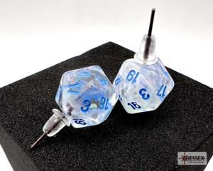 Chessex Stud Earrings Borealis® Icicle Mini-Poly d20 Pair