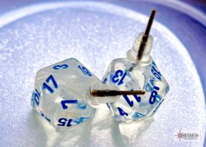 Chessex Stud Earrings Borealis® Icicle Mini-Poly d20 Pair