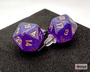 Chessex Stud Earrings Borealis® Royal Purple Mini-Poly d20 Pair