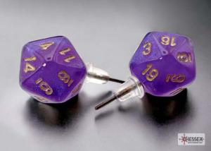 Chessex Stud Earrings Borealis® Royal Purple Mini-Poly d20 Pair