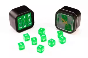 D6 Transparent Series: Green - Numbers: White