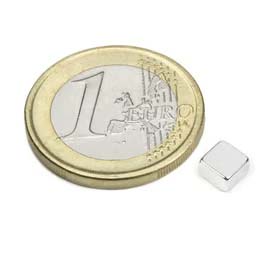 Disc Magnet block 5x5 mm, höjd 3 mm (5st) Nickelpläterad 1000g styrka