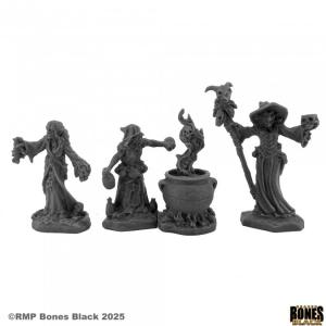TOIL AND TROUBLE: Witch Coven Witches (3) and Cauldron