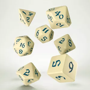 Classic Runic Beige & Blue Dice Set (7)