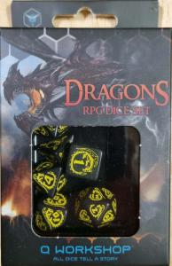 Dragons Black & yellow Dice Set (7)
