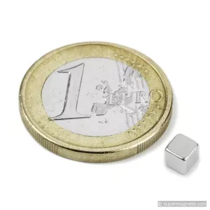 Disc Magnet Kub 4 mm (10st) Nickelpläterad 500g styrka