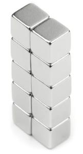 Cube Magnet 6 mm, (5st) Nickelpläterad 1300g styrka
