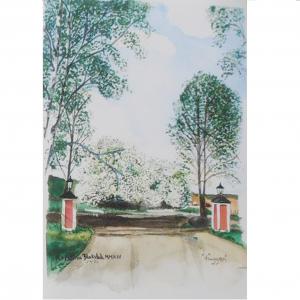 Kristina Blakstad® - tryck Häggen vid gårdsstolparna