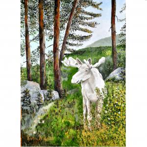 Kristina Blakstad® -  tryck "Vita Älgen"