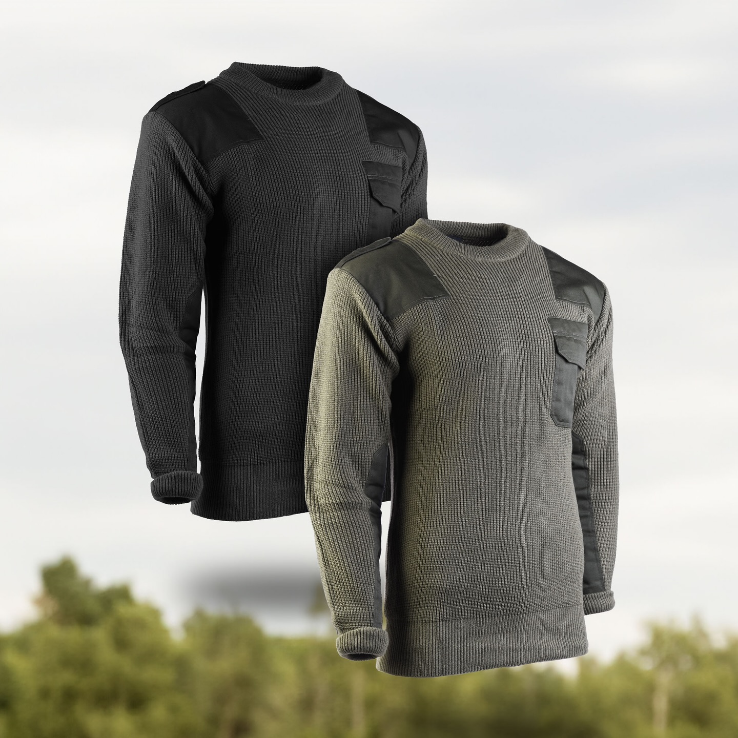 Pullover Bundeswehr Blau Mil-Tec Commando Tröja NATO Ylleblandning