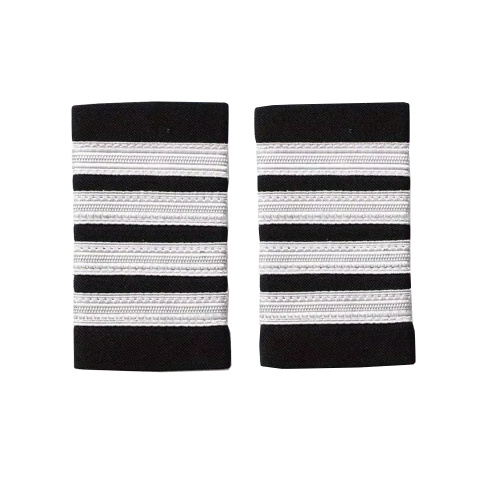 Kaptens Epåletter 7 cm silver 4 rader 2-pack