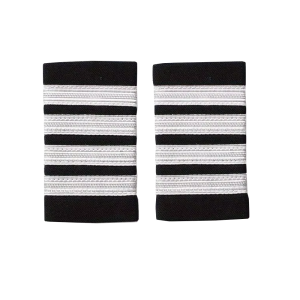 Kaptens Epåletter 7 cm silver 4 rader 2-pack