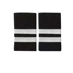 Kaptens Epåletter 7 cm silver 2 rader 2-pack