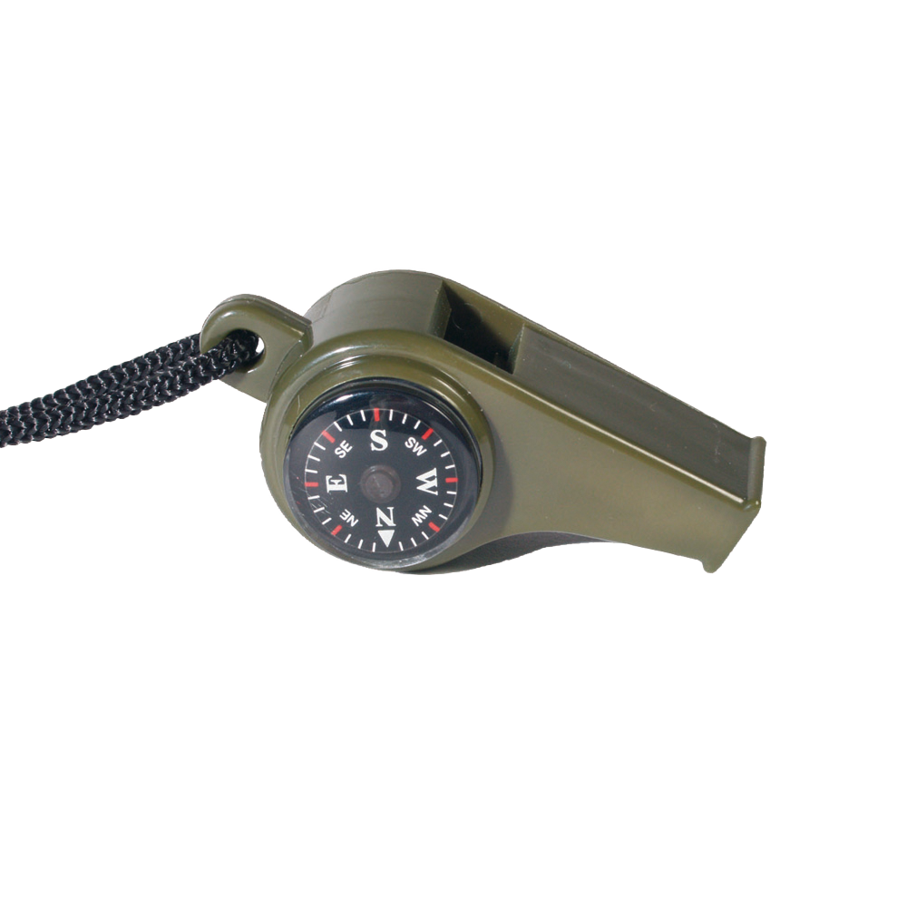 Visselpipa med kompass och termometer