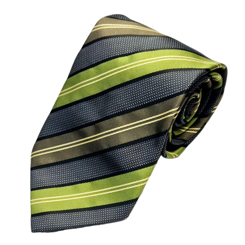 Portia Klassisk Randig Slips – Grön & Svart