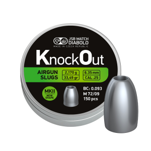 JSB KO Slugs Luftgevär Ammunition 6,35mm 2,170g 150st