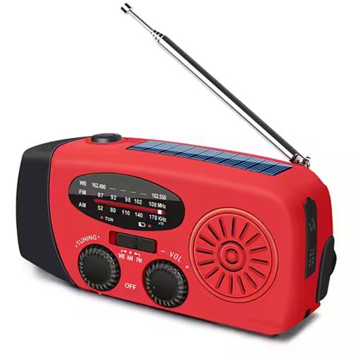Nödradio 2000 mAh – AM/FM Vevradio med Solcell, Powerbank & LED