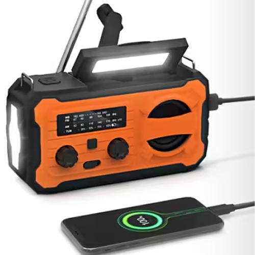 Nödradio 4000 mAh – AM/FM Vevradio med Solcell, Powerbank & LED