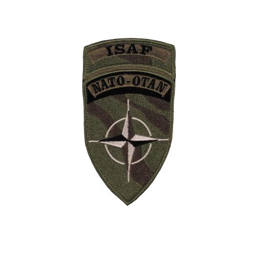 ISAF NATO Patch – Kardborremärke 12 x 6,5 cm