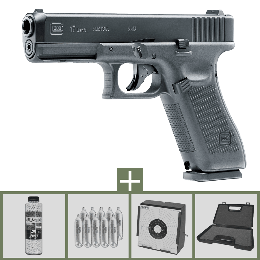 Glock 17 GEN5 Blowback CO2 2,0 Joule 6mm Airsoft Paket