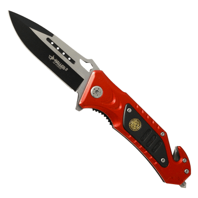 Haller Rescue Fällkniv 440 Glasbrytare Stainless Orange