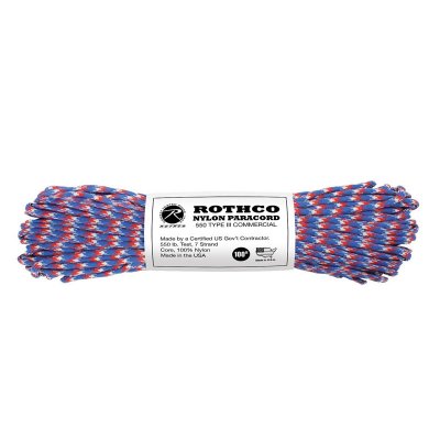 Paracord 30 meter Röd/Vit/Blå Camo