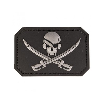 Patch PVC Pirat Dödskalle med Svärd