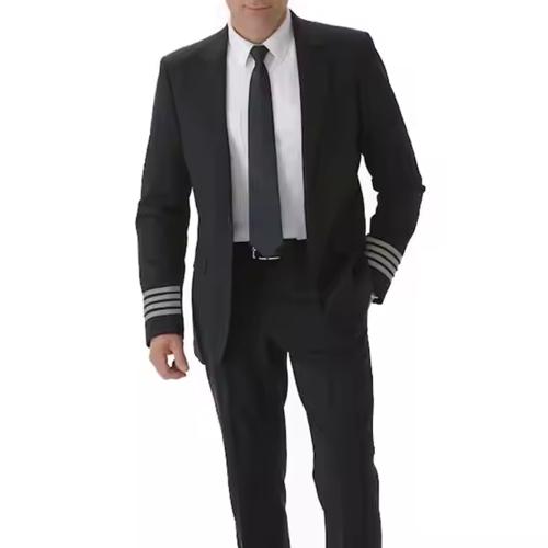Pilotuniform 4-Galons Svart
