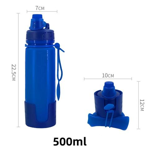Hopfällbar Sportflaska i Mjuk Silikon 500 ml blå
