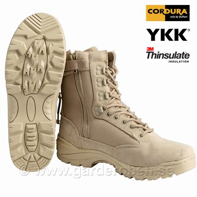 Swat Taktiska Ökenkängor Side-zip Khaki