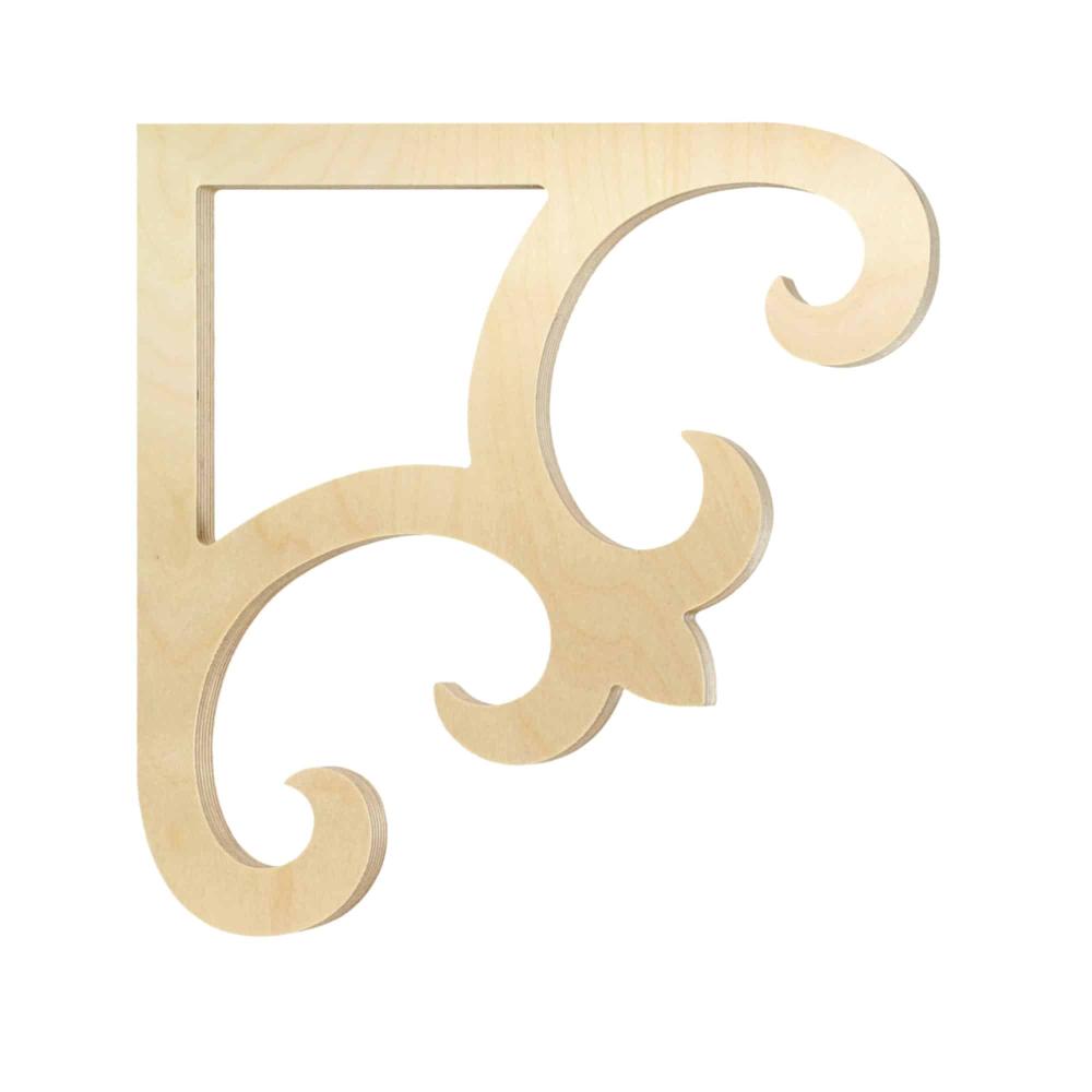Bracket 010 - Classic wooden Swedish gingerbread corbel & scroll bracket in Victorian style and with ornaments for porch, portico and veranda.