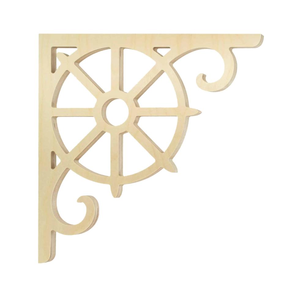 Bracket 011 - Classic wooden Swedish gingerbread corbel & scroll bracket in Victorian style and with ornaments for porch, portico and veranda.