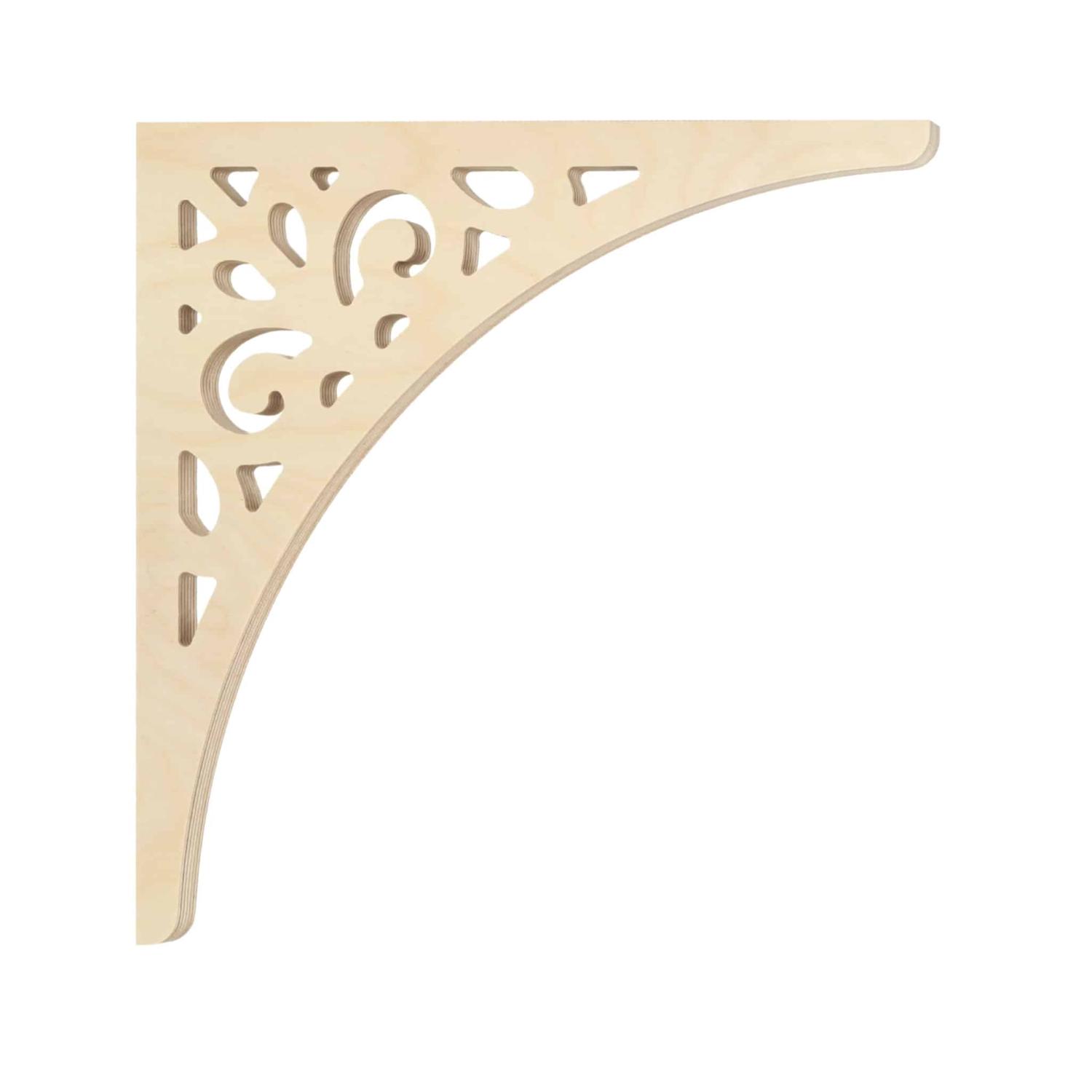 Bracket 015 - Classic wooden gingerbread corbel & scroll bracket in Victorian style and with ornaments for porch, portico and veranda.