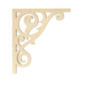 Bracket 018 - Classic wooden gingerbread corbel & scroll bracket in Victorian style and with ornaments for porch, portico and veranda.