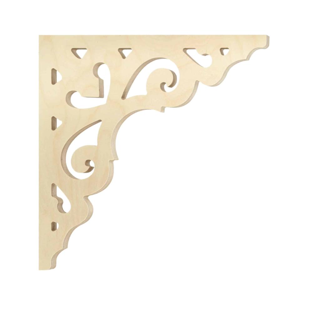 Bracket 027 - Classic wooden gingerbread corbel & bracket in Victorian style and with ornaments for porch, portico and veranda.