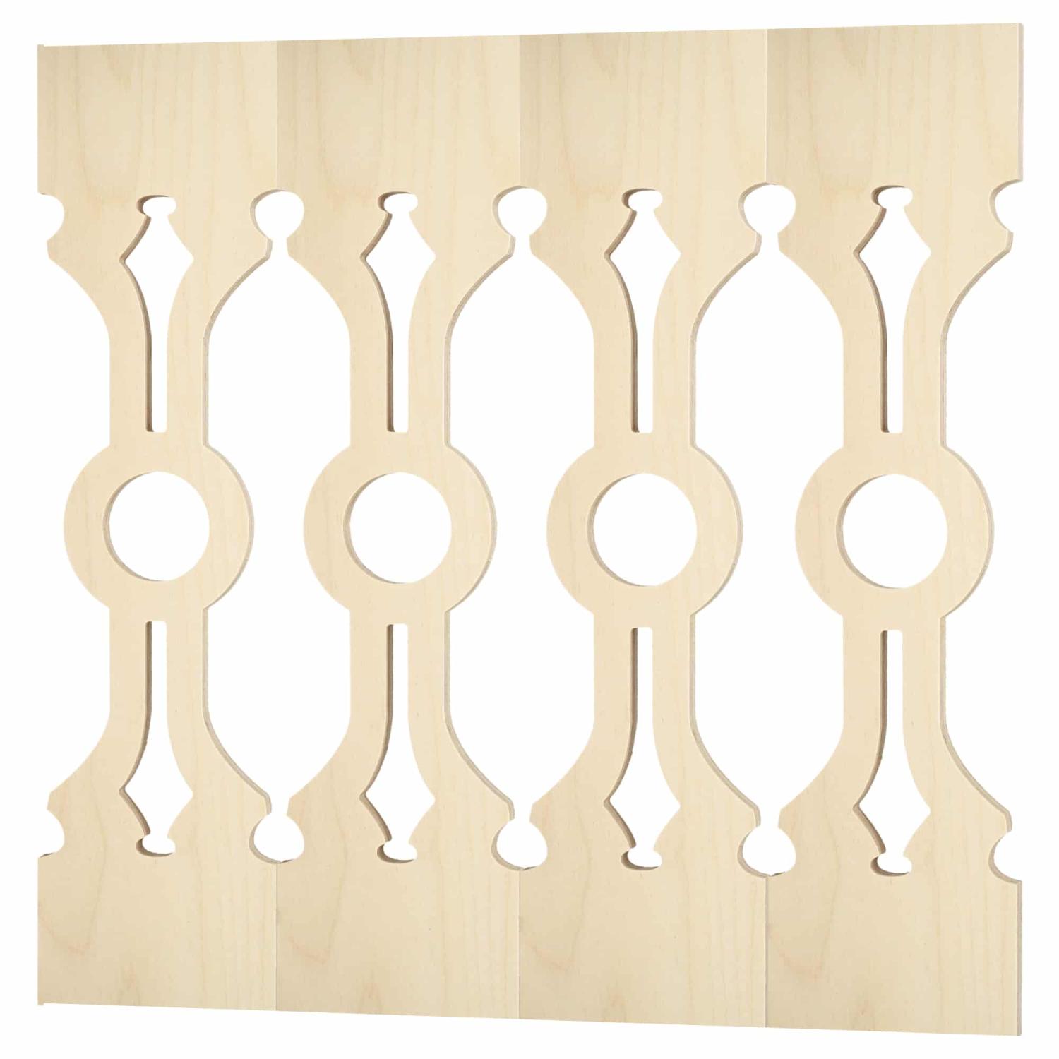 Räcke 002 - Ritningen visar 4 st ribbor tillsammans. Spjäla och räckesprofil till träräcke, balkong, altan och staket.