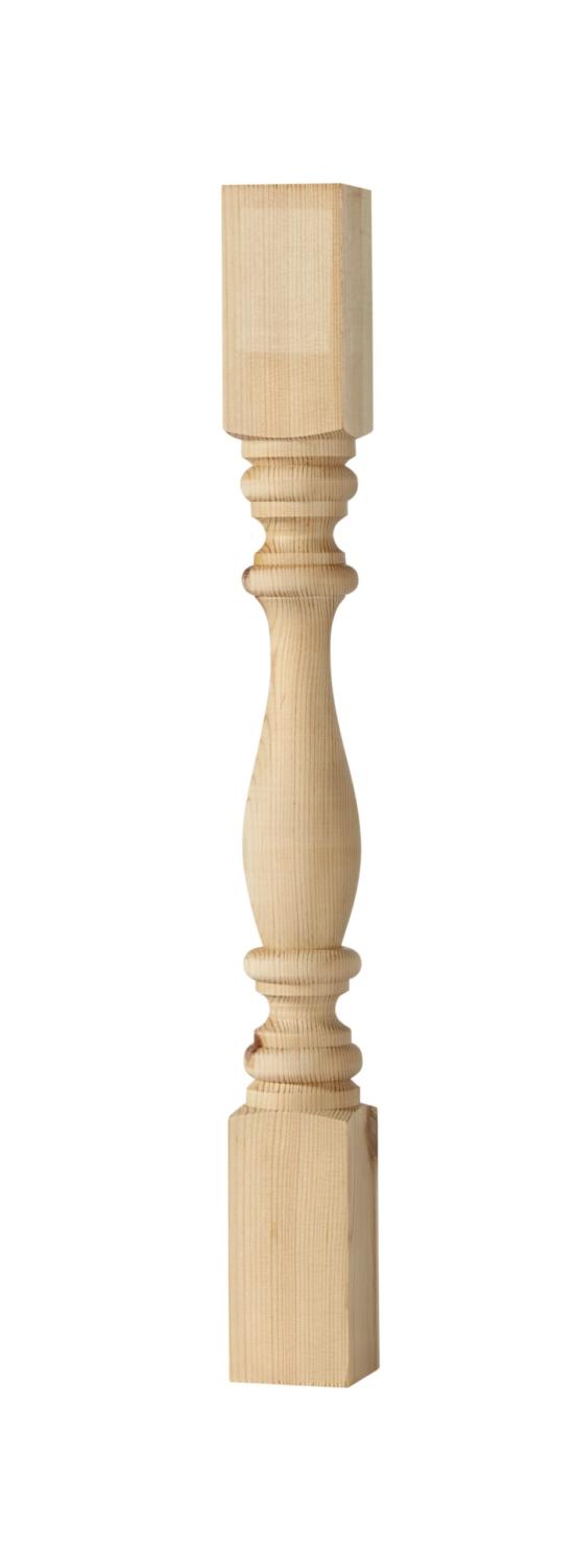 Elegant svarvad rund trästolpe - 53 x 500 mm - Gammal stil för staket, balkongräcke, altan, veranda och förstukvisttak - 1800-tal - Gammaldags & antik stil - sekelskifte, allmoge och dala-stil till brokvist, farstubro - amerikansk veranda